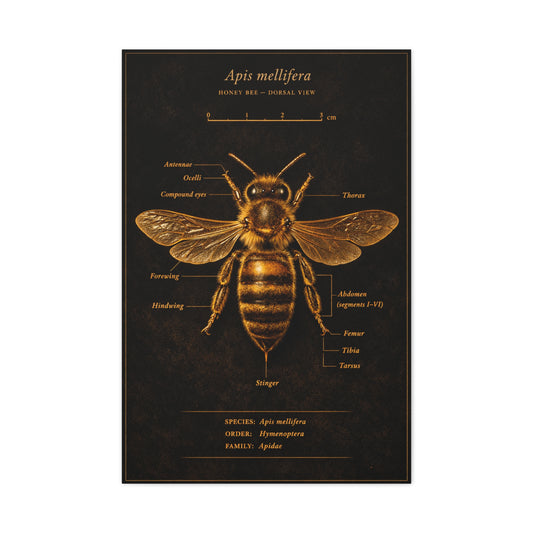 Gold Bee Entomology Study Wall Art & Canvas Print