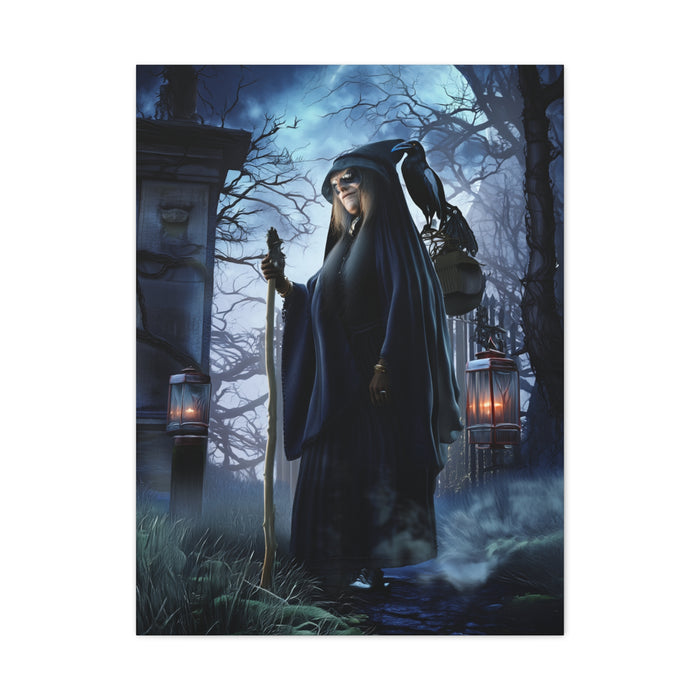 Witch with Raven Dark Fantasy Wall Art & Canvas Print