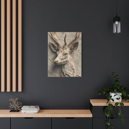Rustic Stone Deer Relief Wall Art & Canvas Print