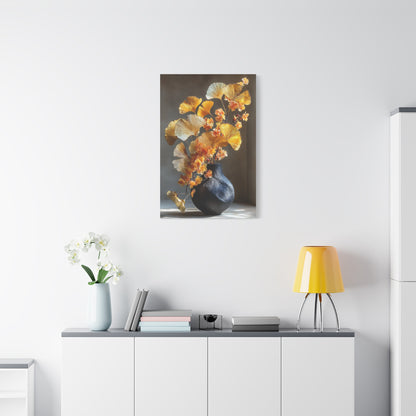 Gold Ginkgo Floral Vase Wall Art & Canvas Print