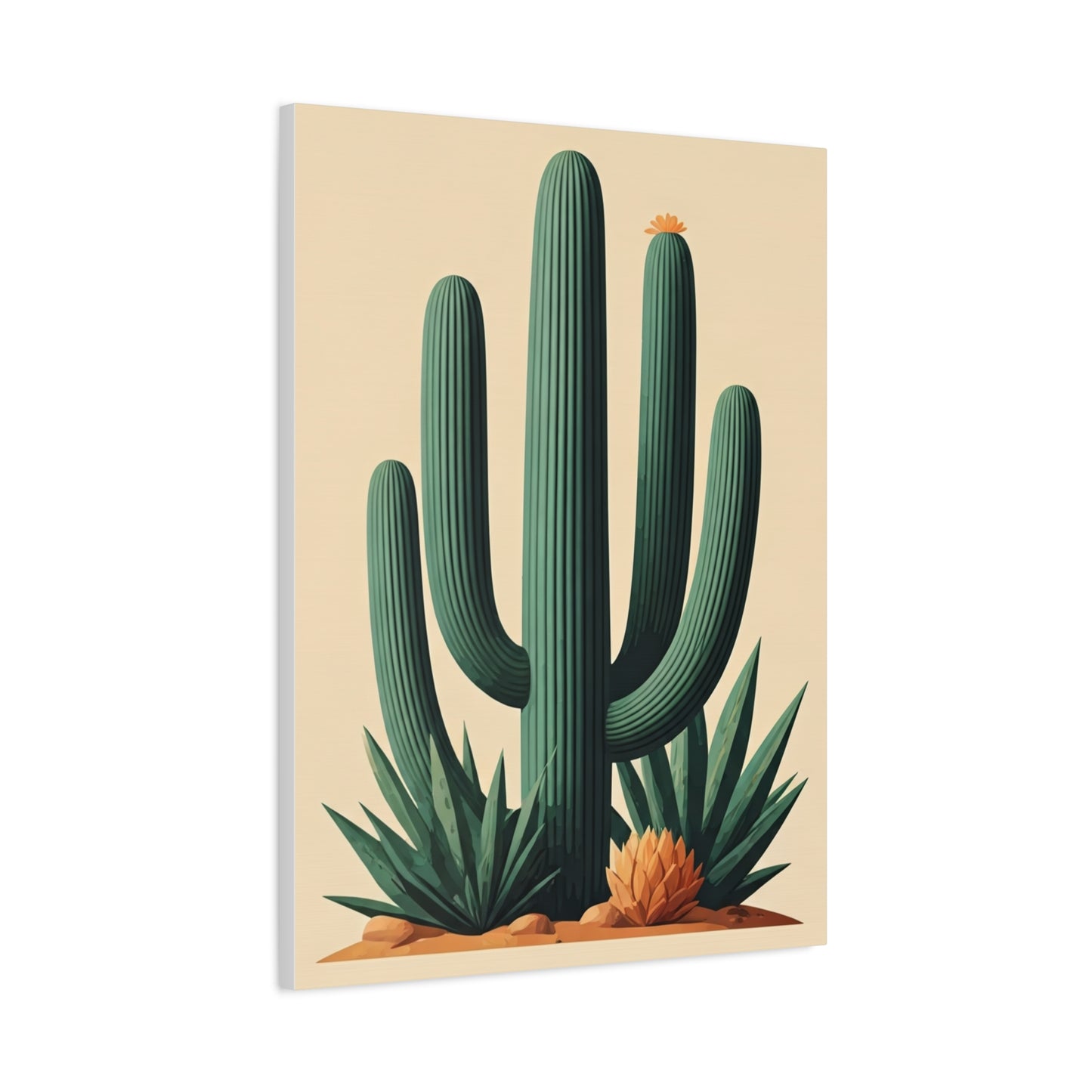 Desert Botanical Saguaro and Agave Composition Wall Art & Canvas Prints