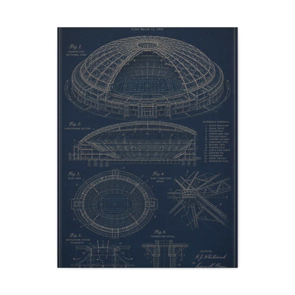 All Weather Stadium Blueprint Sports Wall Art & Canvas Print