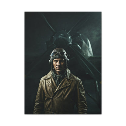 Wartime Pilot Portrait Wall Art & Canvas Prints