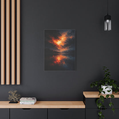 Dramatic Orange Sky Reflection Landscape Wall Art & Canvas Print