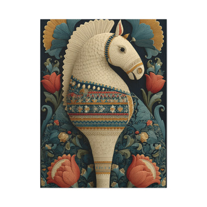Swedish Dala Horse Folk Floral Wall Art & Canvas Print