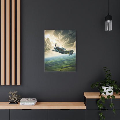 Classic Propeller Plane Over Open Fields Wall Art & Canvas Prints