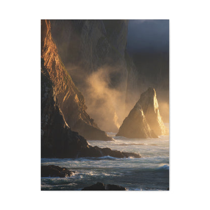 Dramatic Golden Light Coastal Cliffs Wall Art & Canvas Print