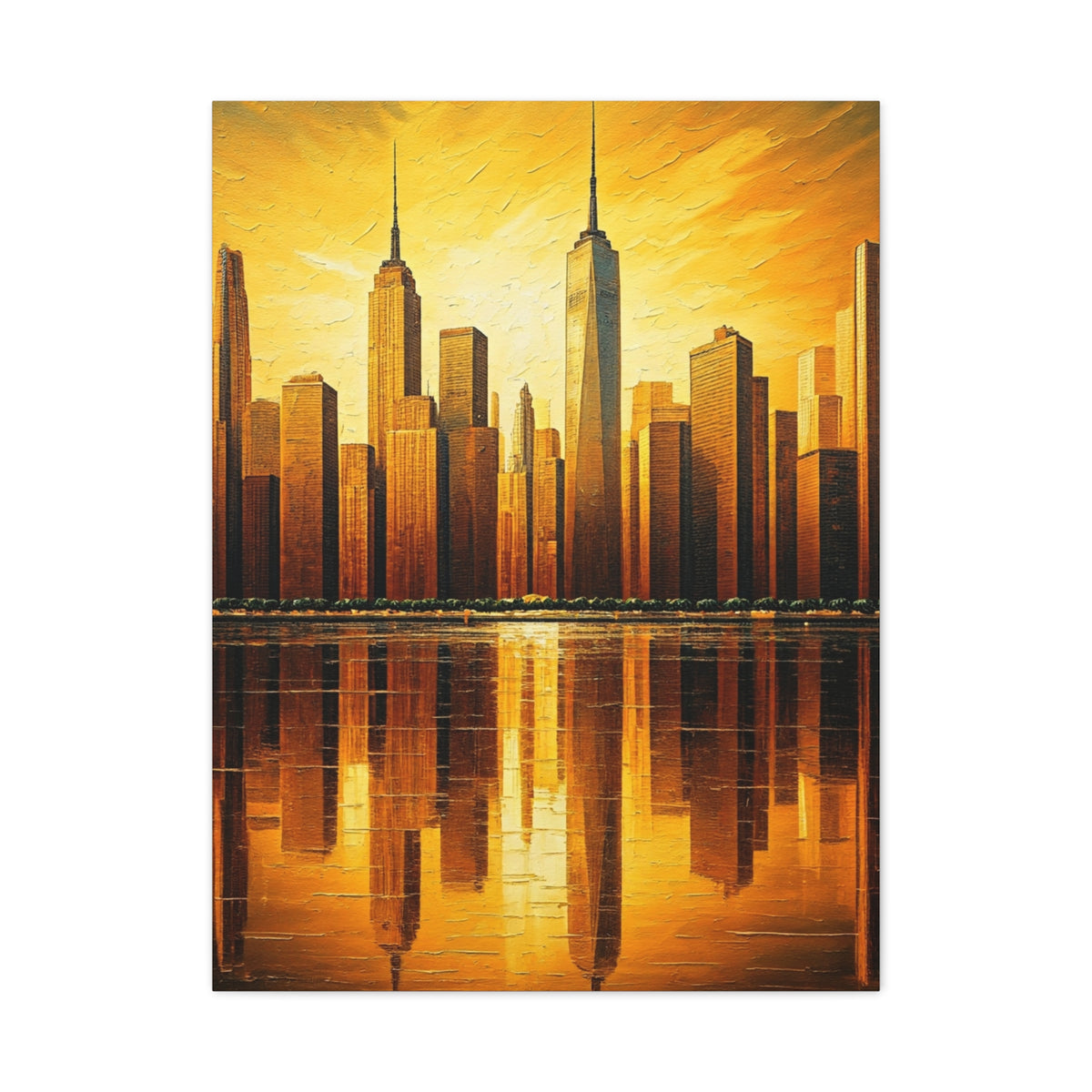 Skyline Reflections in Gold Wall Art & Canvas Prints