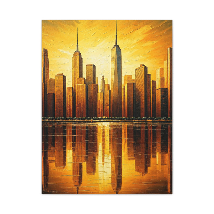 Skyline Reflections in Gold Wall Art & Canvas Prints