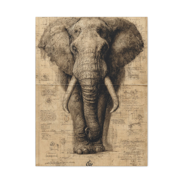 Vintage Elephant Natural History Study Wall Art & Canvas Print