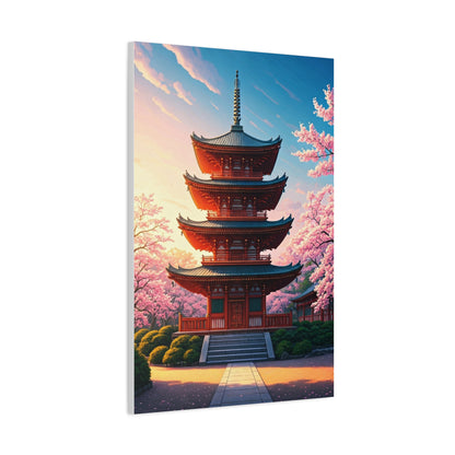 Traditional Pagoda Surrounded by Sakura Blossoms Wall Art & Canvas Prints