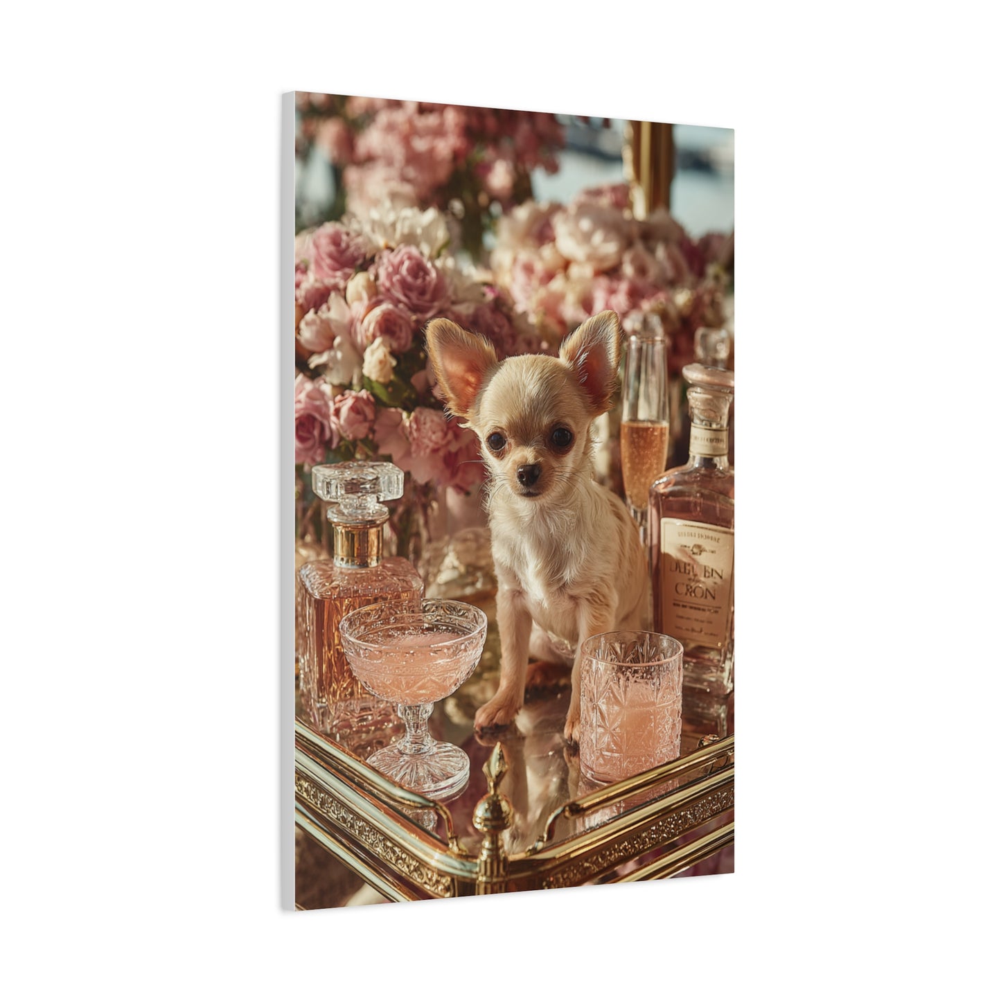 Chihuahua Champagne Bar Cart Wall Art & Canvas Print