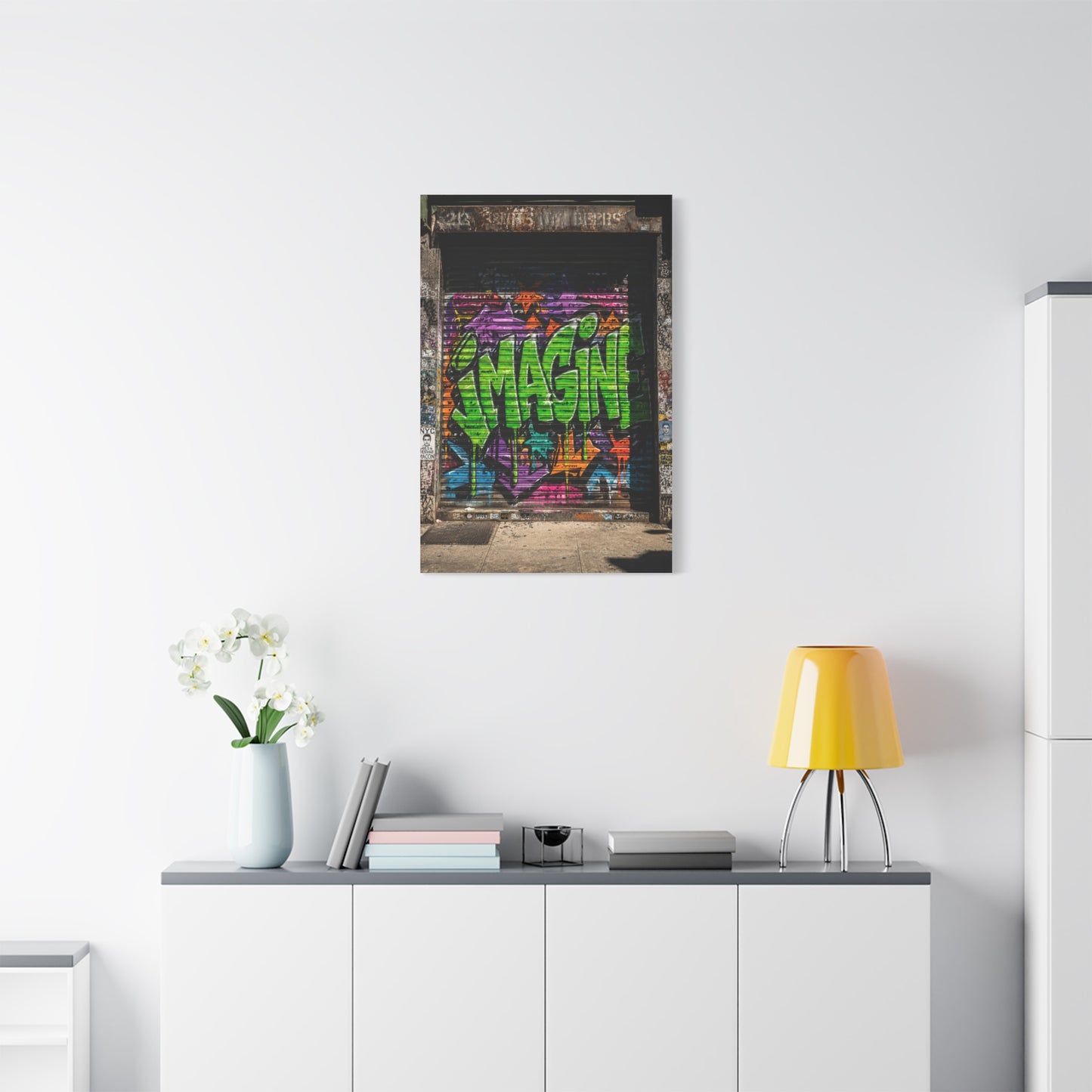 Imagine Graffiti Alley Door Street Wall Art & Canvas Print