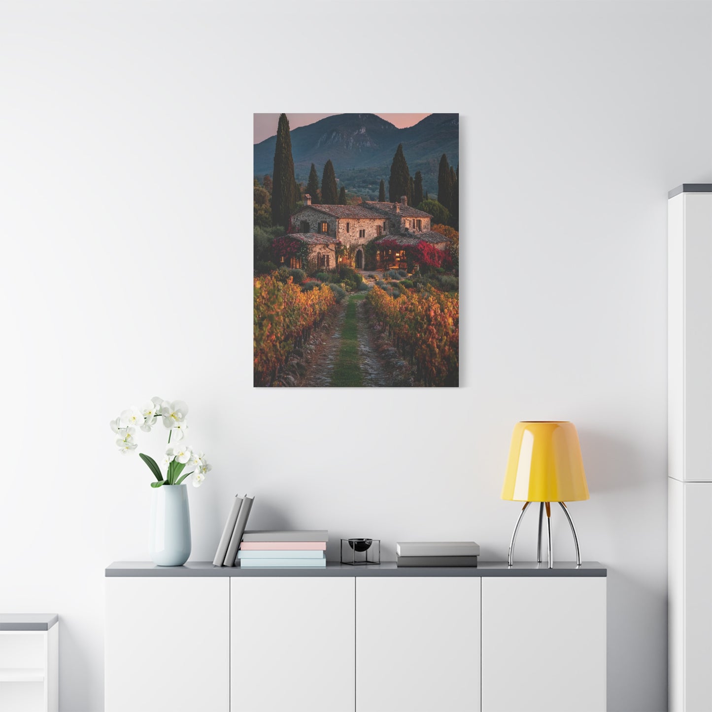 Tuscan Vineyard Autumn Villa Wall Art & Canvas Print