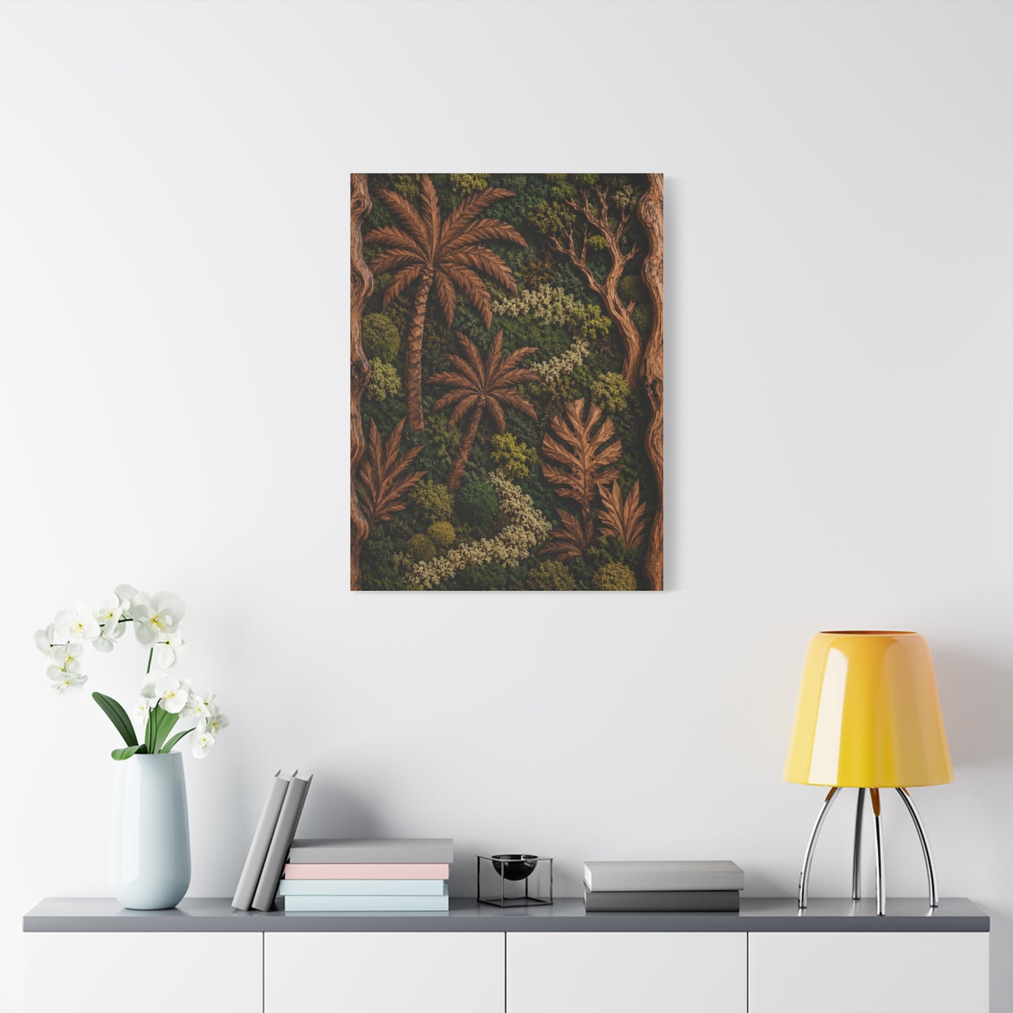 Biophilic Tropical Wood Relief Landscape Tropical Wall Art & Canvas Print