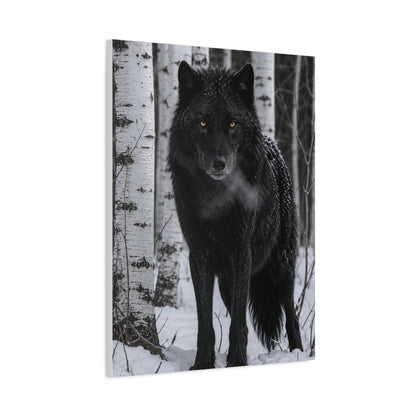 Midnight Black Wolf Aspen Forest Portrait Wall Art & Canvas Print