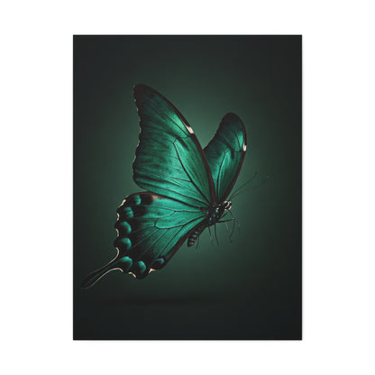 Emerald Swallowtail Butterfly in Shadow Light Wall Art & Canvas Prints