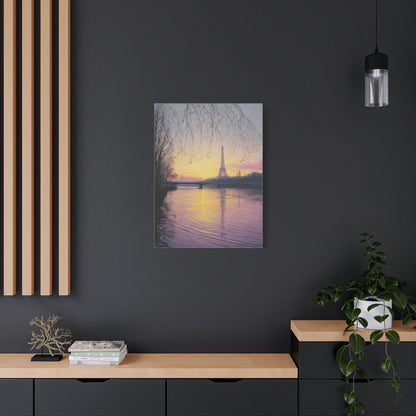 Paris Sunrise Eiffel Tower Reflection Wall Art & Canvas Print
