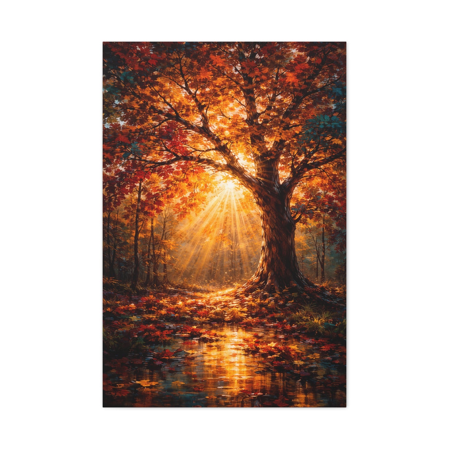 Radiant Autumn Sunburst Tree Wall Art & Canvas Print