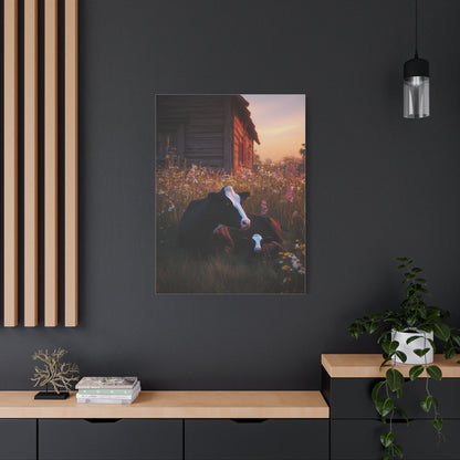 Farmhouse Meadow Cow and Calf Wall Art & Canvas Print