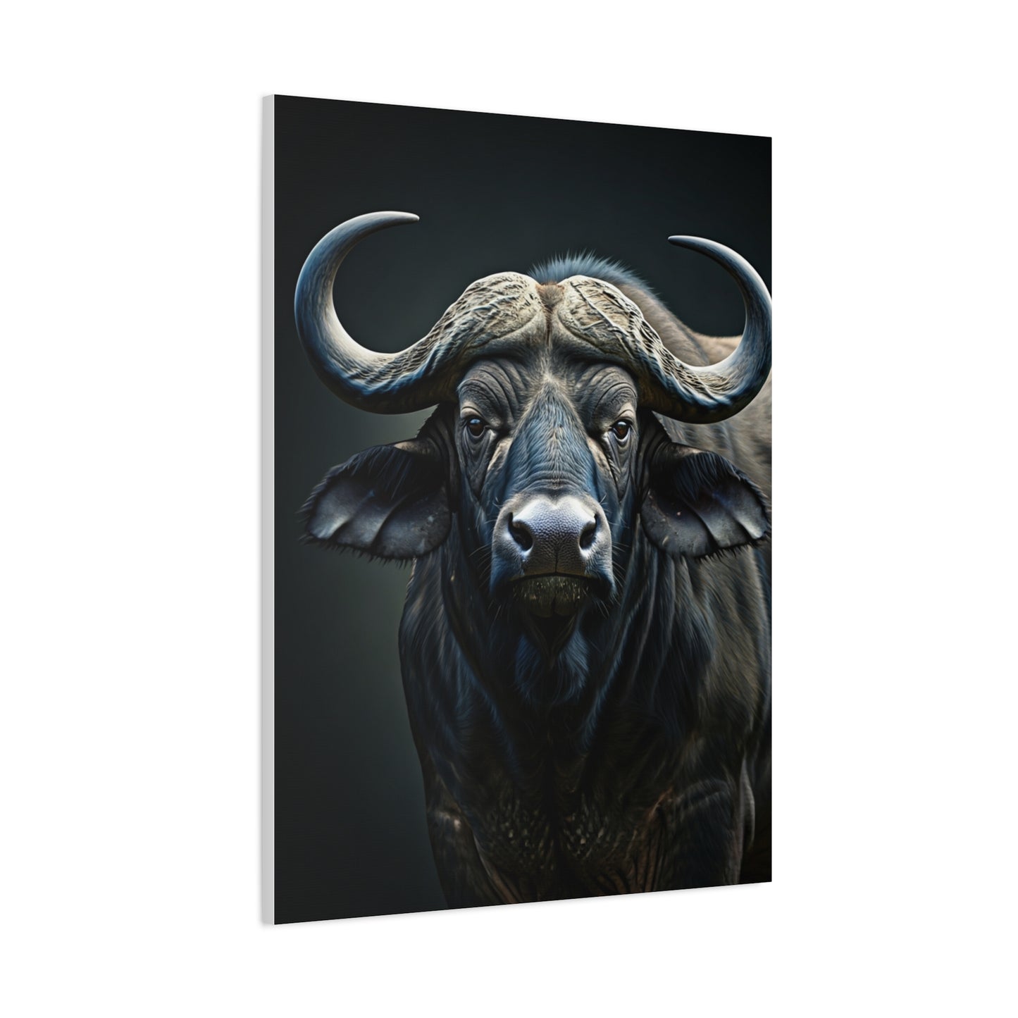 Ultra-Dark Matte Cape Buffalo Portrait Wall Art & Canvas Print