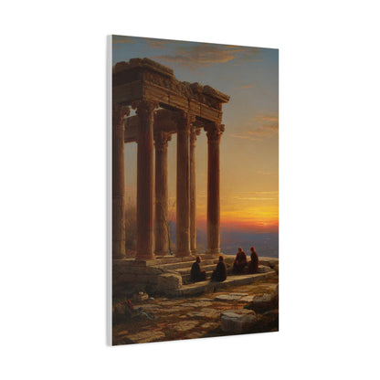 Greek Temple Ruins at Sunset with Philosophers Wall Art & Canvas Print