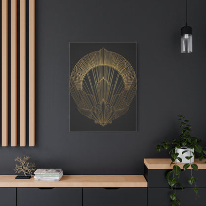 Deco Halo Emblem Black & Gold Wall Art & Canvas Prints