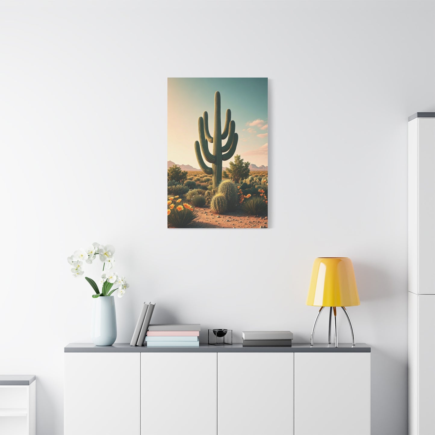 Saguaro and Barrel Cactus Desert Vista Wall Art & Canvas Prints