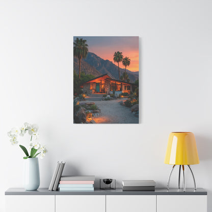 Desert Modern House at Sunset Wall Art & Canvas Print