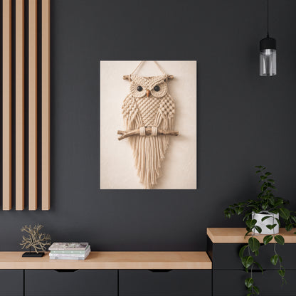 Boho Macrame Owl Textile Wall Art & Canvas Print
