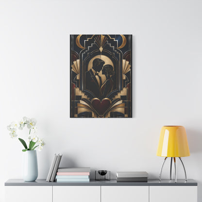 Neo-Deco Midnight Lovers Silhouette Wall Art & Canvas Print