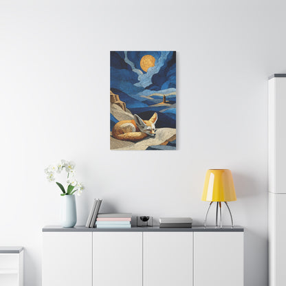 Sleeping Fox Moonlit Landscape Wall Art & Canvas Print