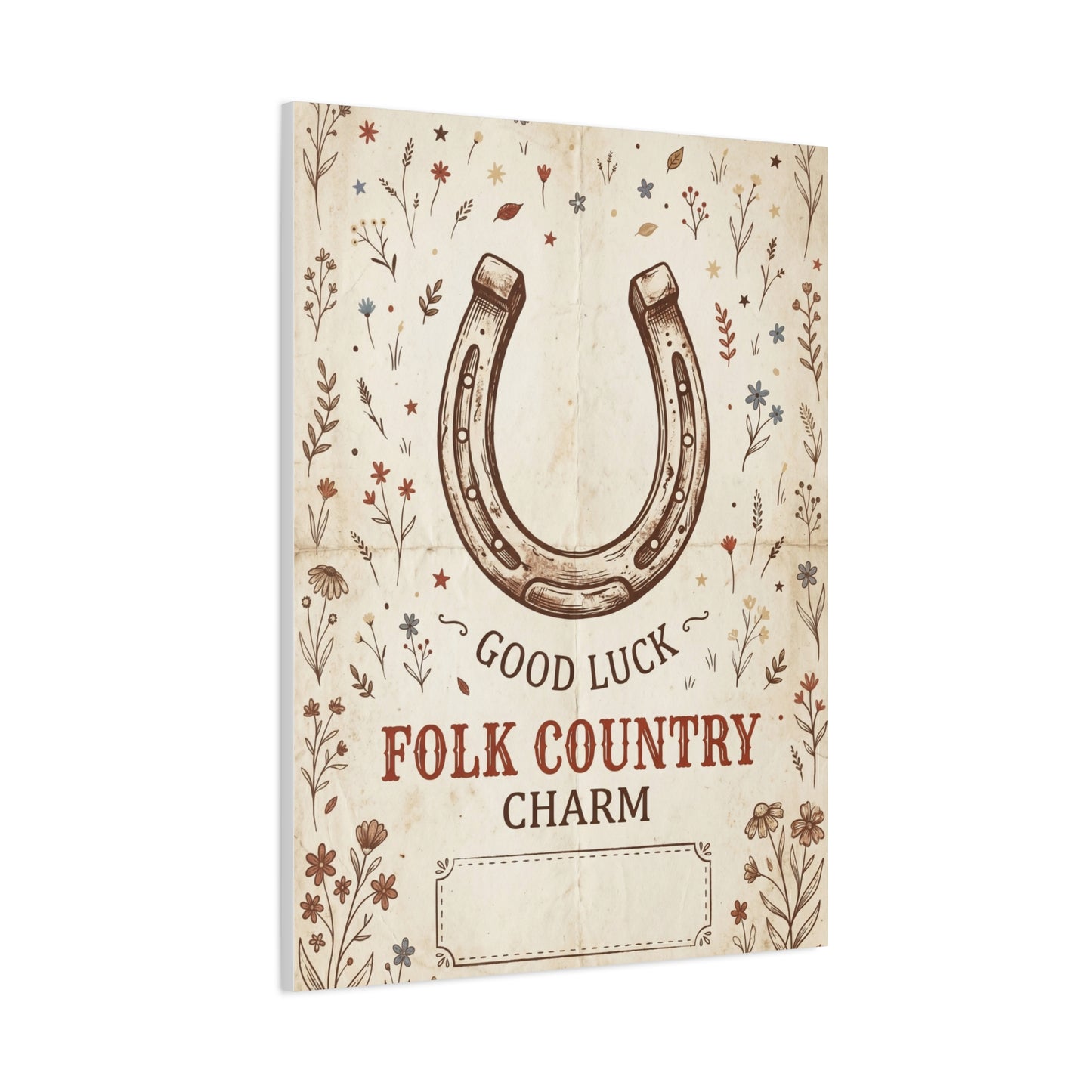 Rustic Horseshoe Folk Charm Poster Wall Art & Canvas Print