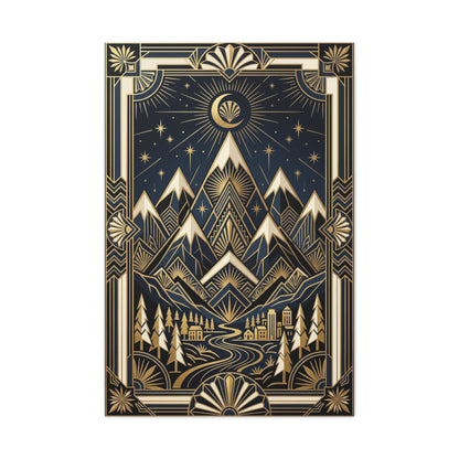 Art Deco Golden Alpine Skyline Wall Art & Canvas Print