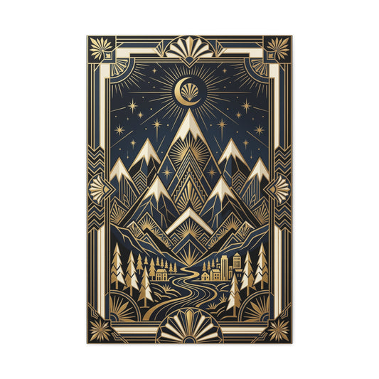 Art Deco Golden Alpine Skyline Wall Art & Canvas Print