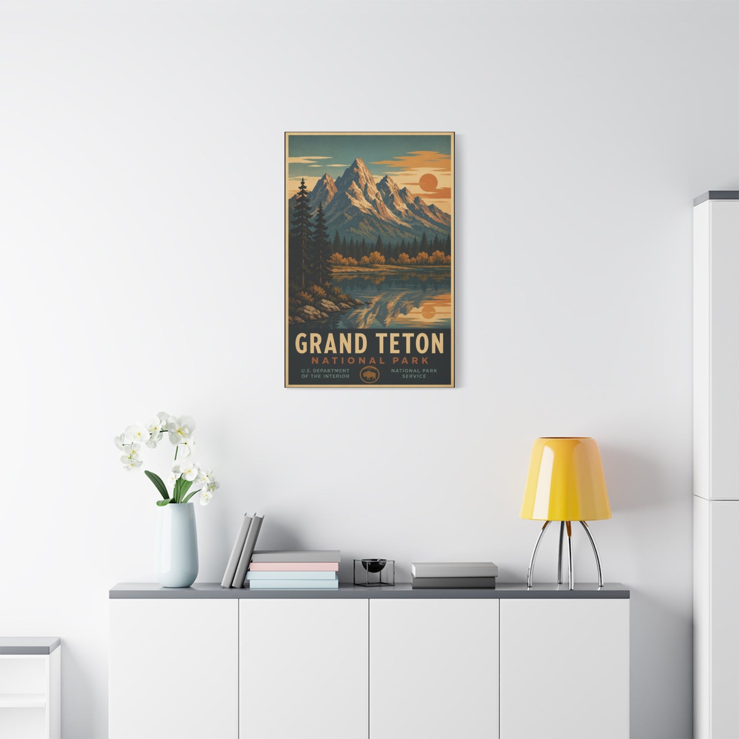 Grand Teton Vintage National Park Poster Wall Art & Canvas Print