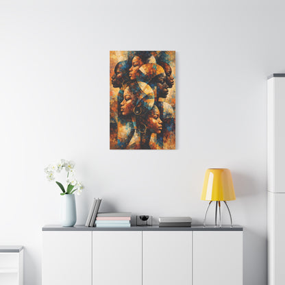 Abstract Overlapping African Profiles Wall Art & Canvas Print