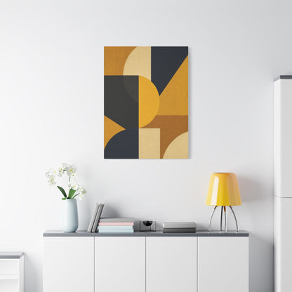 Mid-Century Geometric Mustard Composition Wall Art & Canvas Print