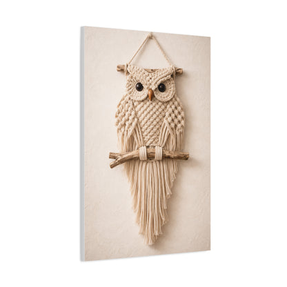 Boho Macrame Owl Textile Wall Art & Canvas Print