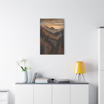 Layered Wood Mountain Forest Relief Trees Wall Art & Canvas Print