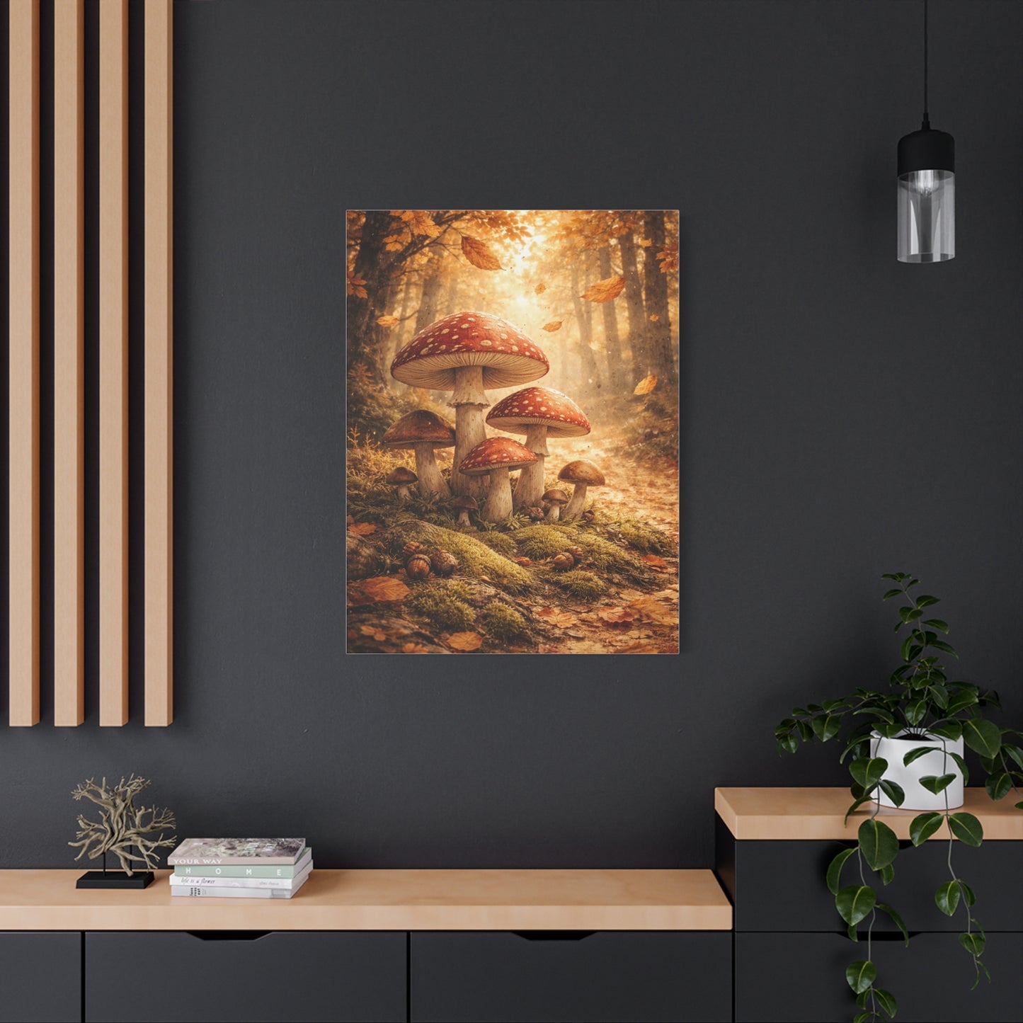 Magical Autumn Amanita Mushroom Forest Wall Art & Canvas Print