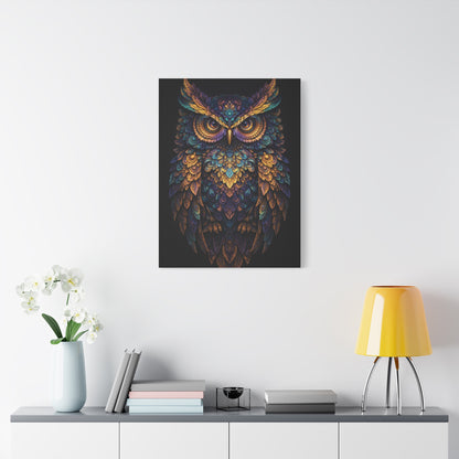 Jewel Feather Fractal Owl Wall Art & Canvas Print