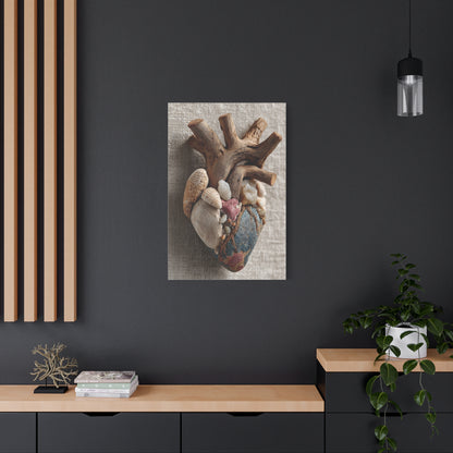 Driftwood Coastal Heart Sculpture Wall Art & Canvas Print