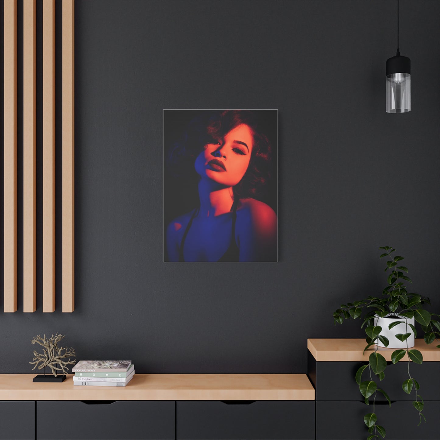 Neon Shadow Fashion Portrait Wall Art & Canvas Print