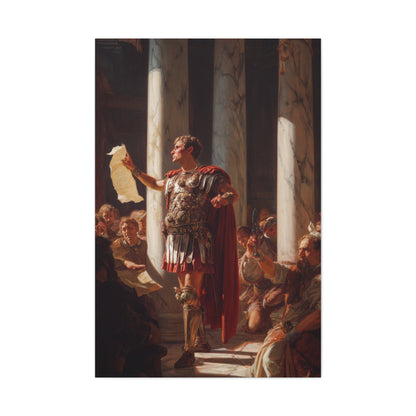 Julius Caesar Proclaiming Authority In The Roman Senate Wall Art & Canvas Print