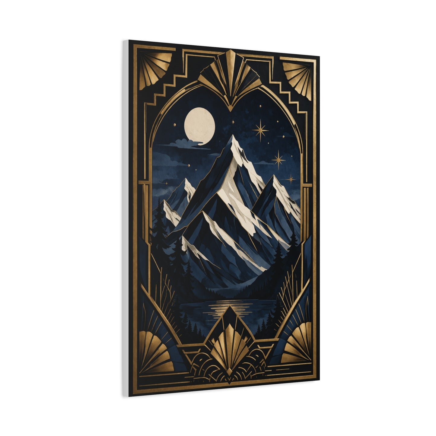 Art Deco Alpine Night Skyline Wall Art & Canvas Print