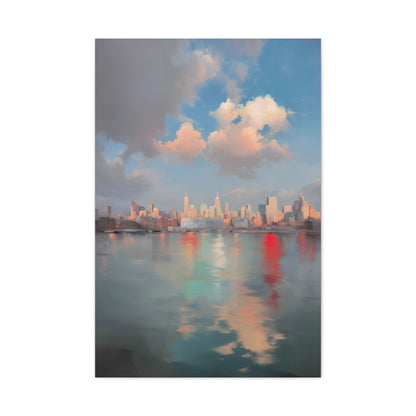 New York Skyline Pastel Dawn Serenity Wall Art & Canvas Print