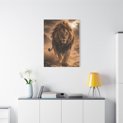 Charging Lion Dust Storm Power Wall Art & Canvas Print