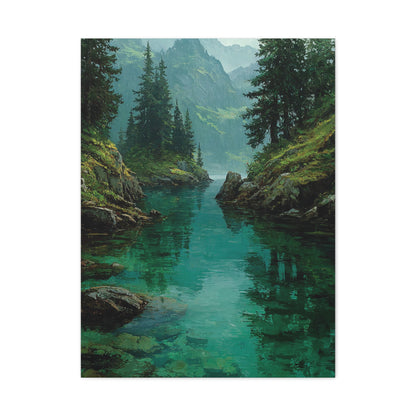 Emerald Mountain Lake Serenity Wall Art & Canvas Print