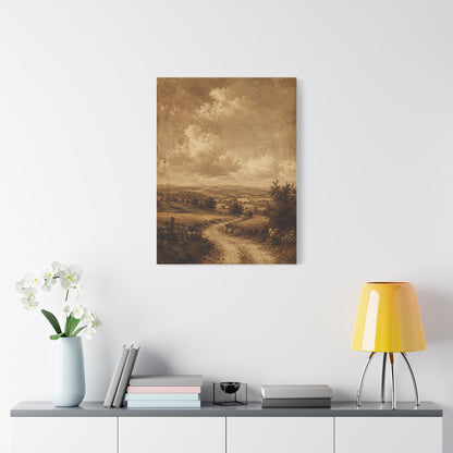 Sepia Countryside Path Panorama Wall Art & Canvas Print